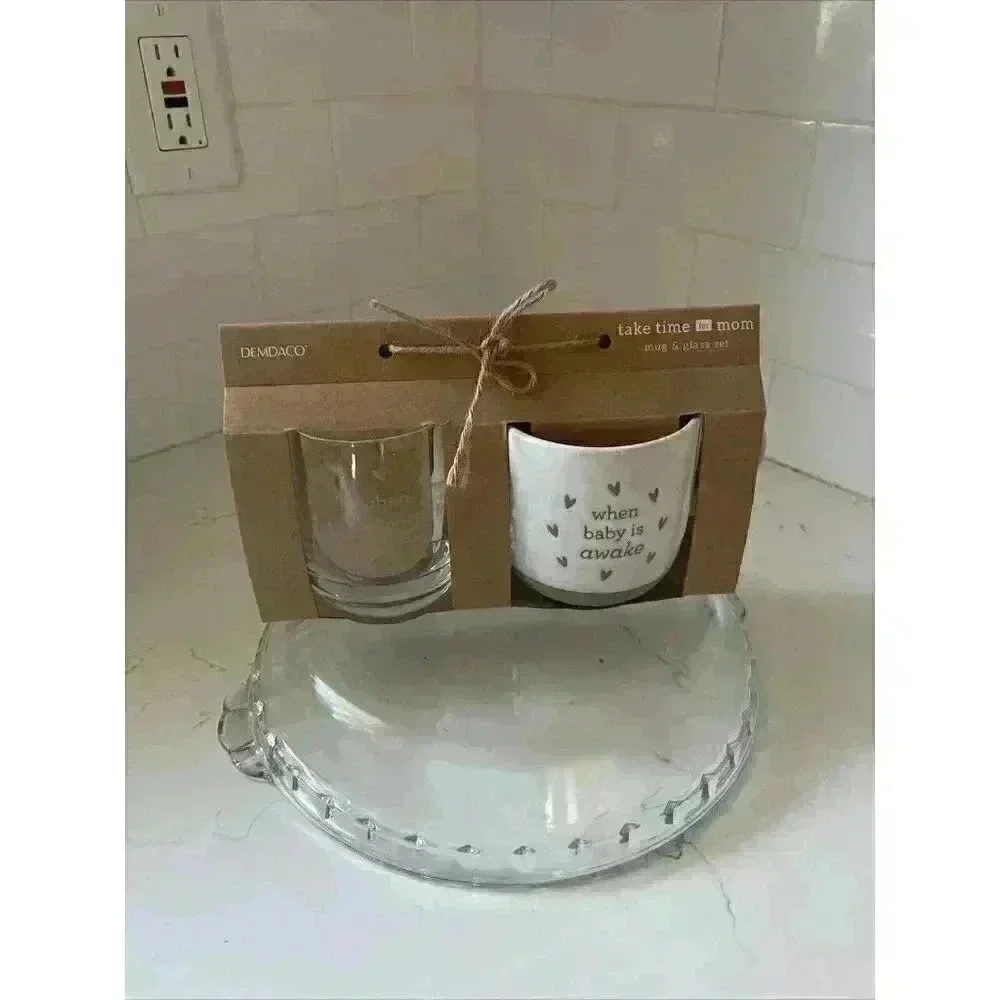 DEMDACO When Baby Sleeps Tan Rose 16 Ounce Coffee Cup Mug and Wineglass Set of 2
